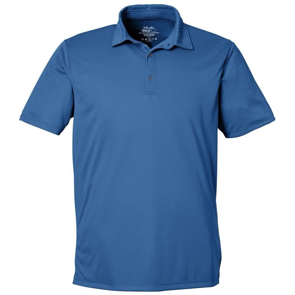 Huk Fishing Blue Set Sail Pursuit Performance Polo Shirt - Size S - 026